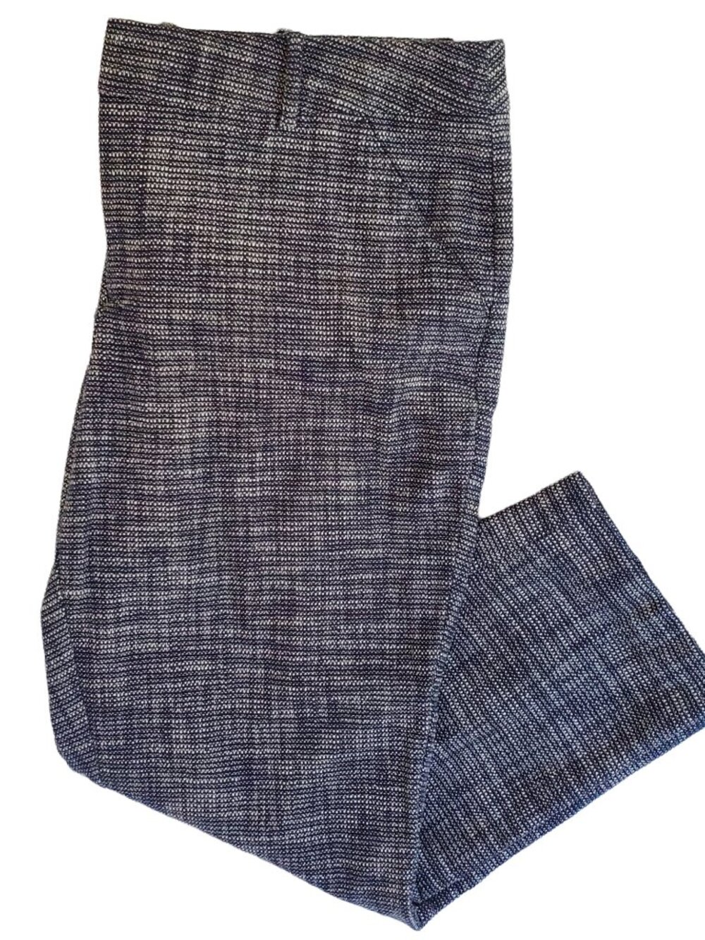 Merona Tweed Pants Women's 14 Blue White Unlined Straight Leg Pockets Belt Loops